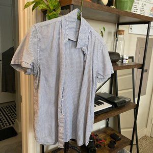 Save Khaki - Striped Short Sleeve Button Down